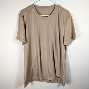 Patprimo Men’s T-Shirt Large Beige Crew Neck Lightweight Soft Tee Basic Top